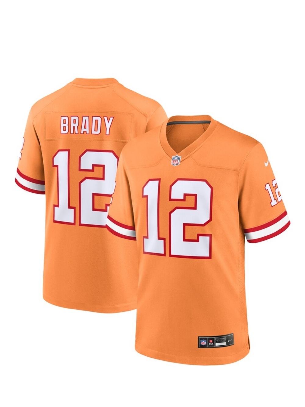 Tom Brady Orange Tampa Bay Buccaneers Throwback Game Jersey Men's Nike